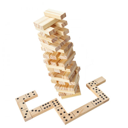 NTMN1002 - 54 Blocks Pine Wood Tumbling Tower Game, 2ft High Challenge