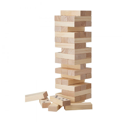 NTGW1401 - 54-Piece Wooden Tumbling Tower & Domino Game, 18"-36" Height
