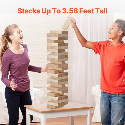 NTGW1402 - 54-Piece Pine Wood Tumbling Tower, Reaches 4 Feet Tall