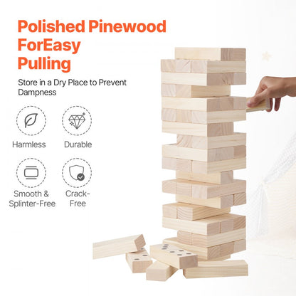 NTGW1402 - 54-Piece Pine Wood Tumbling Tower, Reaches 4 Feet Tall