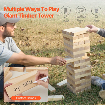 NTGW1502 - 60 Blocks Tumble Tower Game with Custom Rules, 5.5ft High