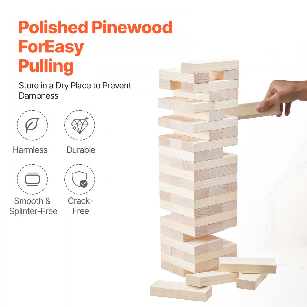 NTGW1502 - 60 Blocks Tumble Tower Game with Custom Rules, 5.5ft High