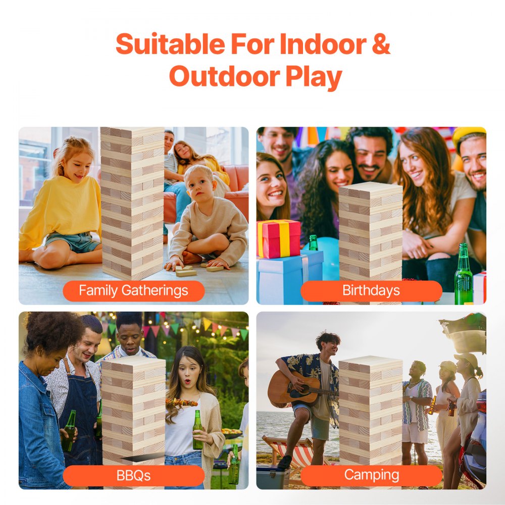 NTGW1502 - 60 Blocks Tumble Tower Game with Custom Rules, 5.5ft High