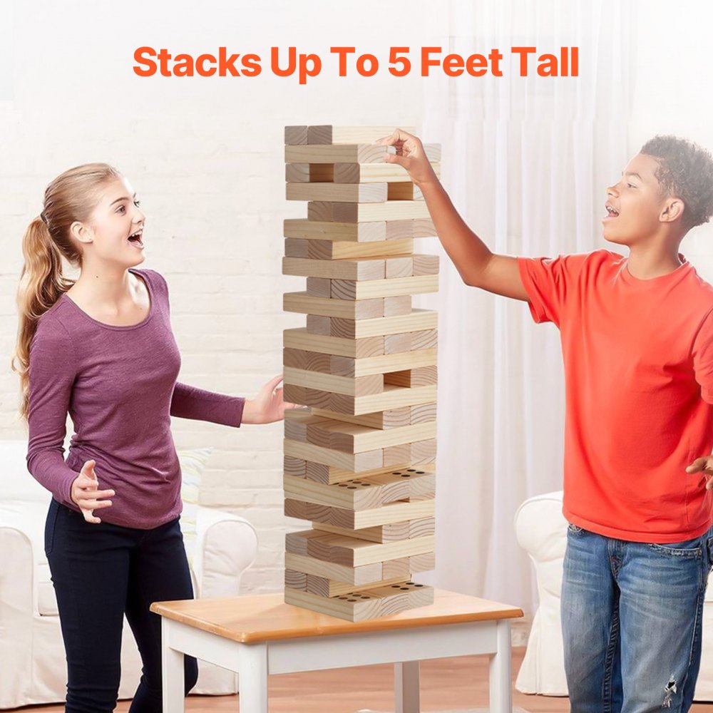 NTGW1501 - 60 Pine Wood Tumbling Tower Blocks Game, 7.1"x2.4"x1.2"