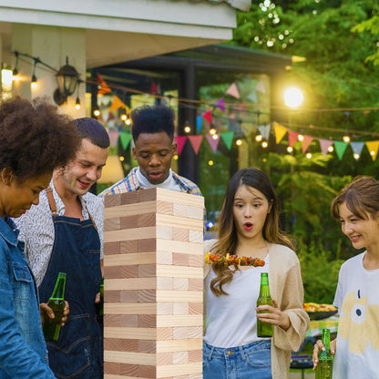 NTGW1501 - 60 Pine Wood Tumbling Tower Blocks Game, 7.1"x2.4"x1.2"