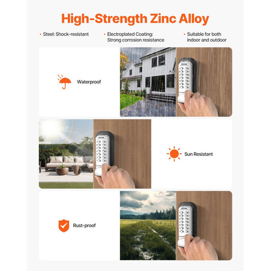 OL-601HD2-B-03 - Keyless Zinc Alloy Door Lock for 1.4-2.5" Thick Doors