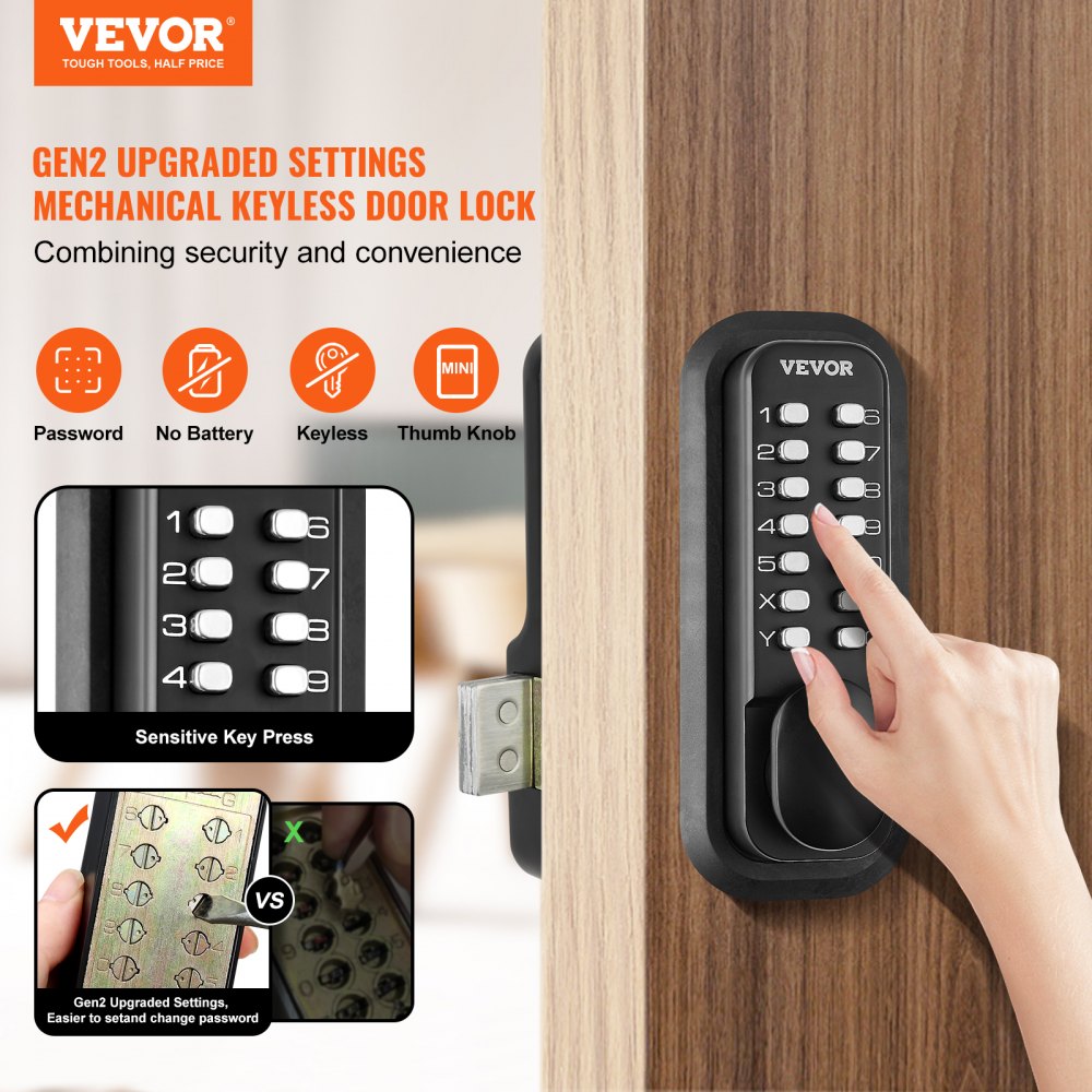 OL601HD2-B-01 - Keyless Mechanical Door Lock for Secure Outdoor Areas