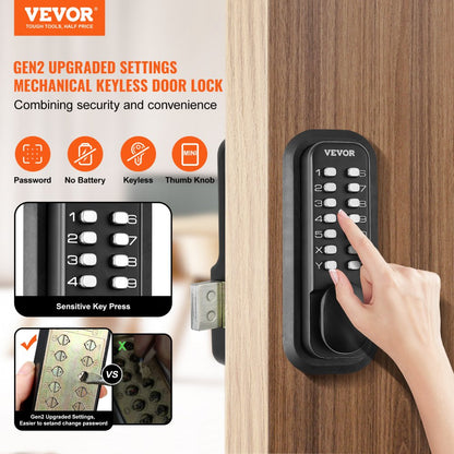 OL601HD2-B-01 - Keyless Mechanical Door Lock for Secure Outdoor Areas
