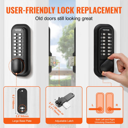 OL601HD2-B-01 - Keyless Mechanical Door Lock for Secure Outdoor Areas