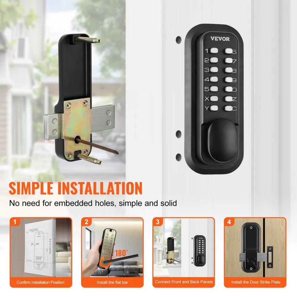 OL601HD2-B-01 - Keyless Mechanical Door Lock for Secure Outdoor Areas