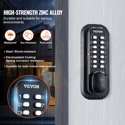 OL601HD2-B-01 - Keyless Mechanical Door Lock for Secure Outdoor Areas