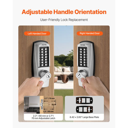 OL-700D2-BC-03 - Keyless Mechanical Door Lock, 1.4-2.5" Thick Compatible