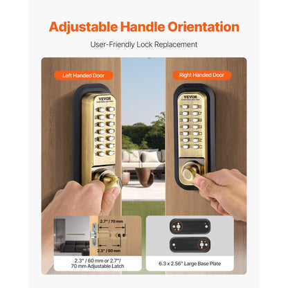 OL-209S2-BY-C-07 - Keyless Mechanical Door Lock for 1.4-2.5 Inch Thickness