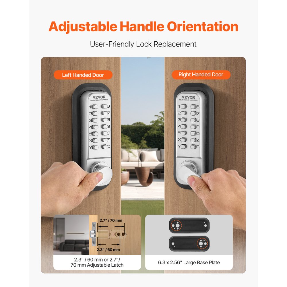 OL-209S2-BB-C-03 - Keyless Mechanical Door Lock for 1.4-2.5” Thick Doors