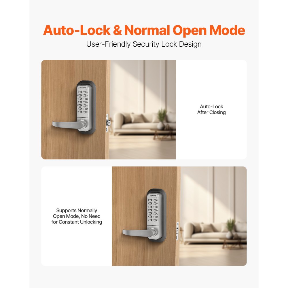 OL-209S2-BB-C-03 - Keyless Mechanical Door Lock for 1.4-2.5” Thick Doors