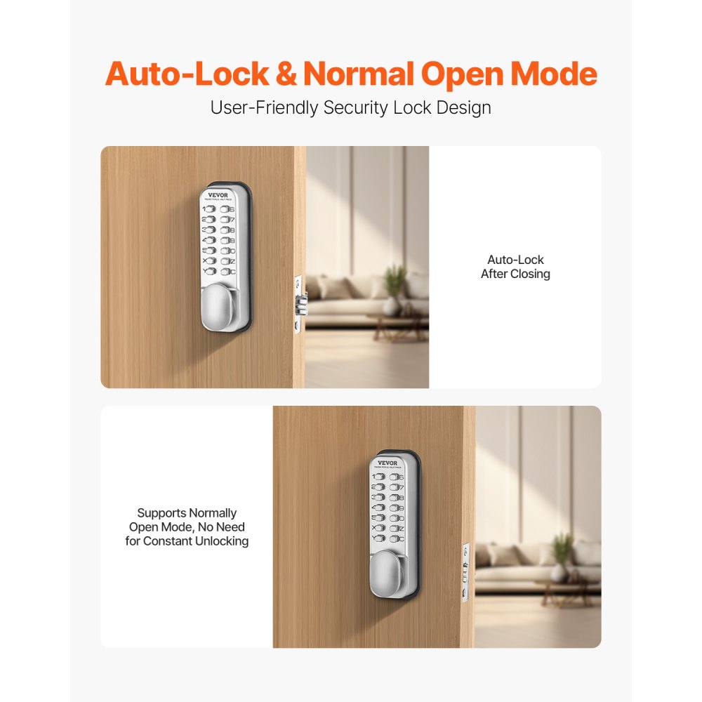 OL-201D2-03 - Keyless Mechanical Door Lock for 1.4 to 2.5-inch Doors