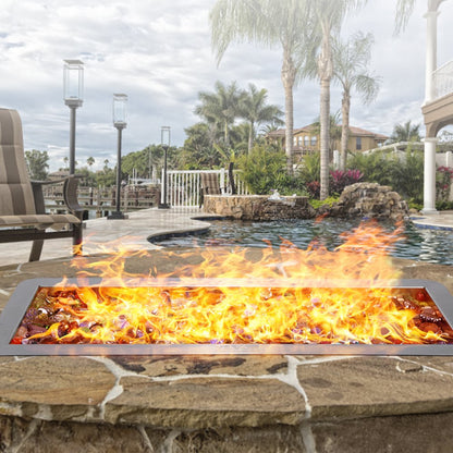 1050262 - 24 x 8 Inch Stainless Steel Fire Pit Pan with Dual Gas Options
