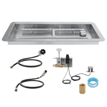 1050262 - 24 x 8 Inch Stainless Steel Fire Pit Pan with Dual Gas Options