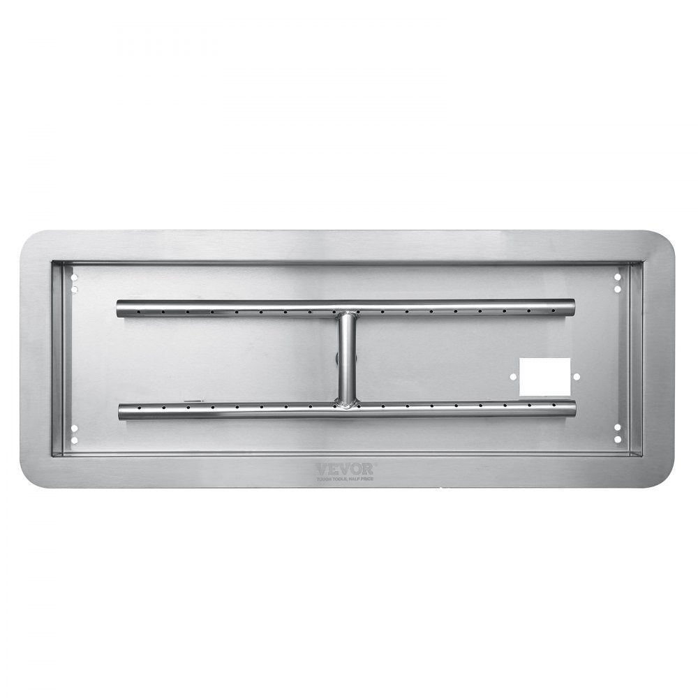 1050262 - 24 x 8 Inch Stainless Steel Fire Pit Pan with Dual Gas Options