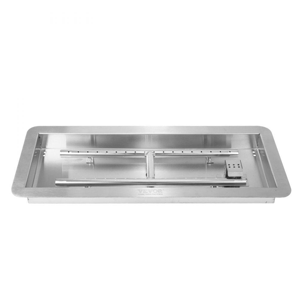 1050262 - 24 x 8 Inch Stainless Steel Fire Pit Pan with Dual Gas Options