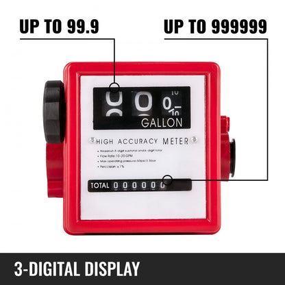 010622975361 - 10-20 GPM Durable Aluminum Fuel Flow Meter with 3-Digit Display