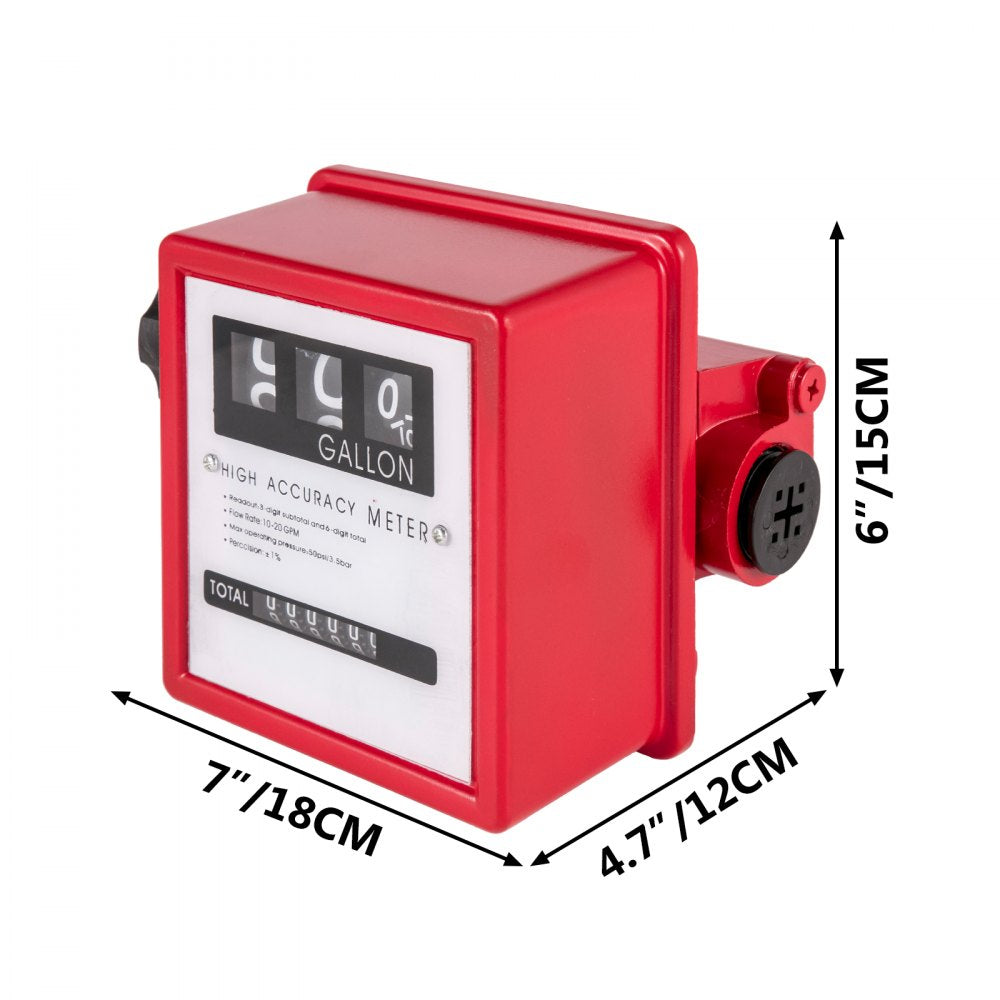 010622975361 - 10-20 GPM Durable Aluminum Fuel Flow Meter with 3-Digit Display