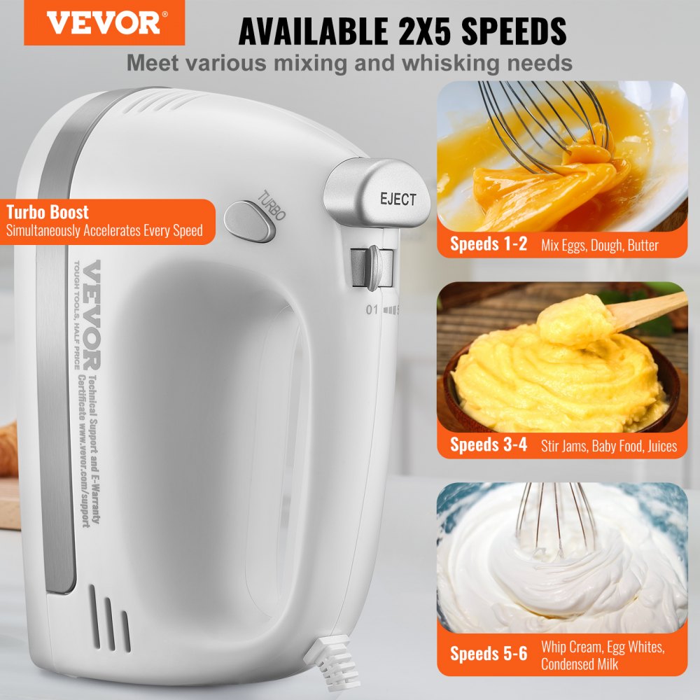 CX-6658 - 250W 5-Speed Hand Mixer with Turbo Boost and Storage Case