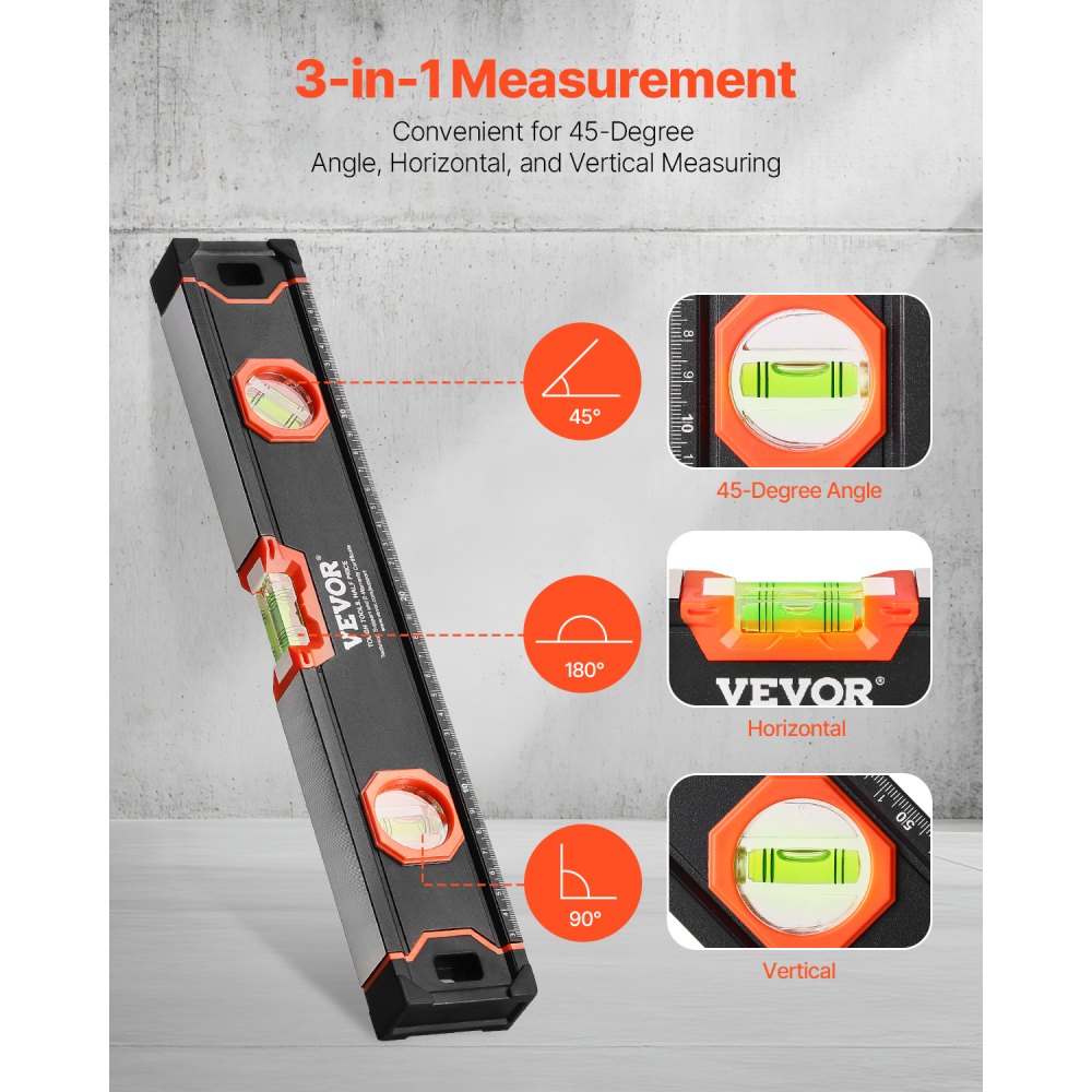 SP-C6 - VEVOR 6-Piece Durable Aluminum Level Set with Magnetic Design