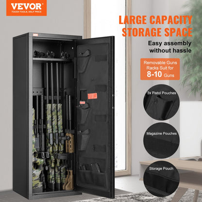 SS-1380CZ - VEVOR 8-10 Rifle Safe with Smart Lock & LED Light