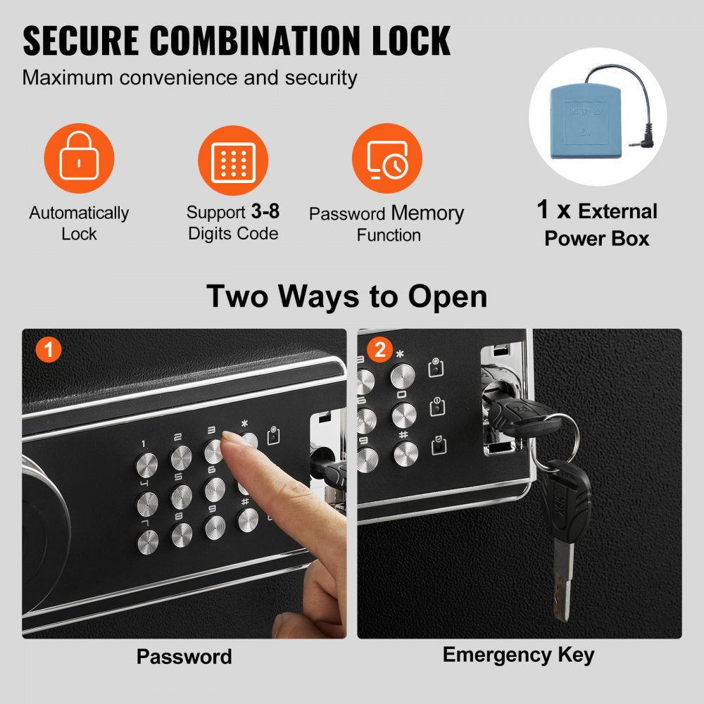 SS-1380CZ - VEVOR 8-10 Rifle Safe with Smart Lock & LED Light