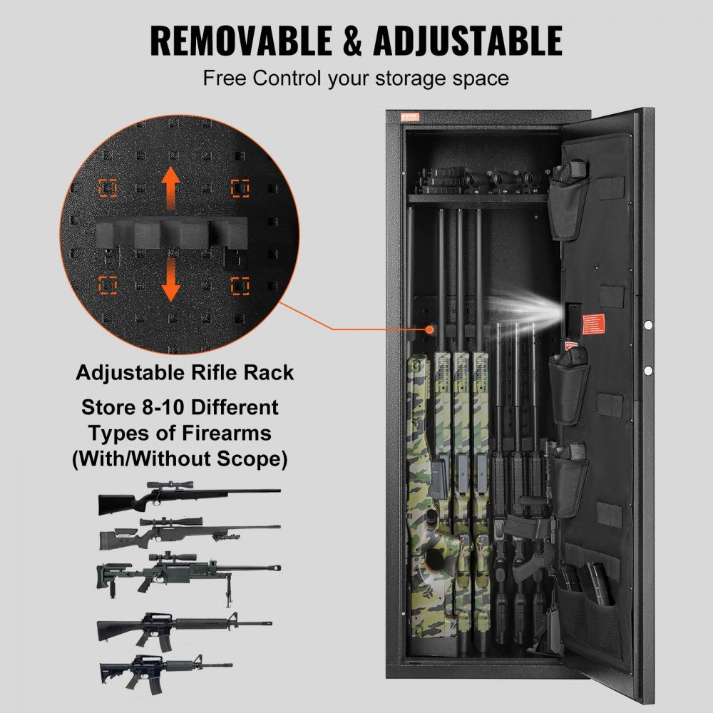 SS-1380CZ - VEVOR 8-10 Rifle Safe with Smart Lock & LED Light