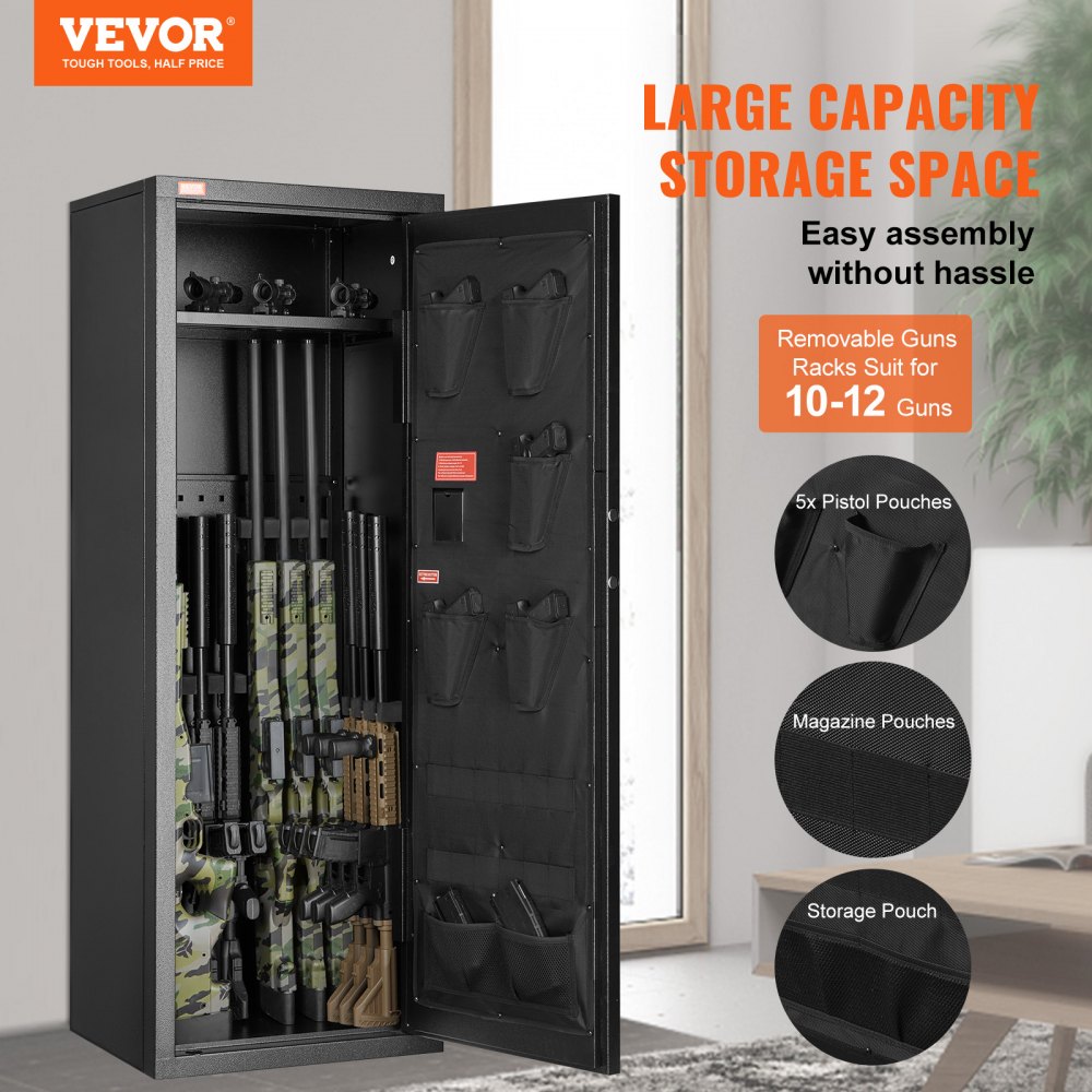 SS-1380CZD - Durable 12-Rifle Gun Safe with Digital Keypad & Adjustable Interior