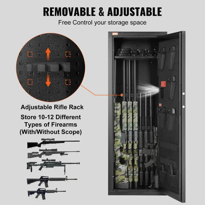 SS-1380CZD - Durable 12-Rifle Gun Safe with Digital Keypad & Adjustable Interior
