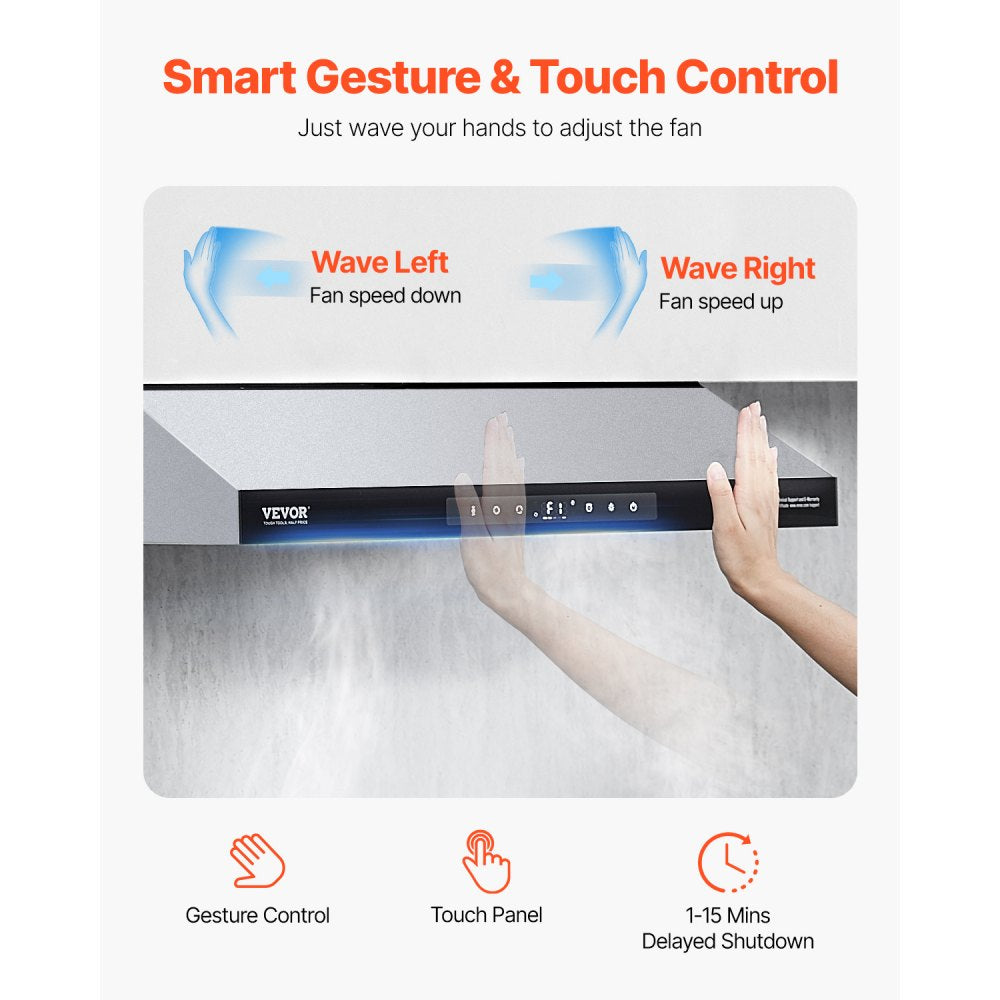 UC19S-EH30 - VEVOR 30" Range Hood with 900CFM Airflow & Touch Control