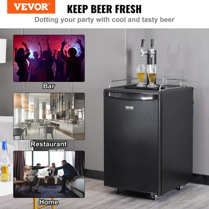 BF152-2 - VEVOR Dual Tap Beer Kegerator with Stainless Steel Tower