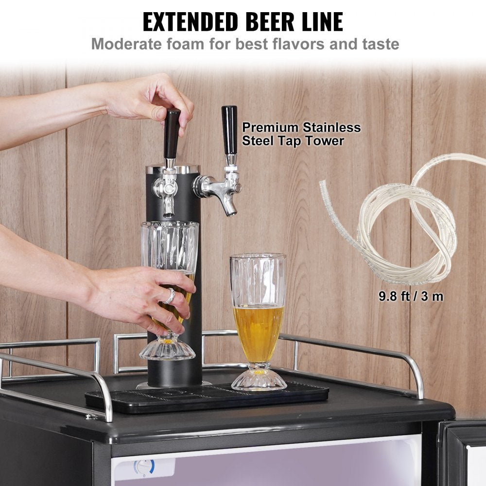 BF152-2 - VEVOR Dual Tap Beer Kegerator with Stainless Steel Tower