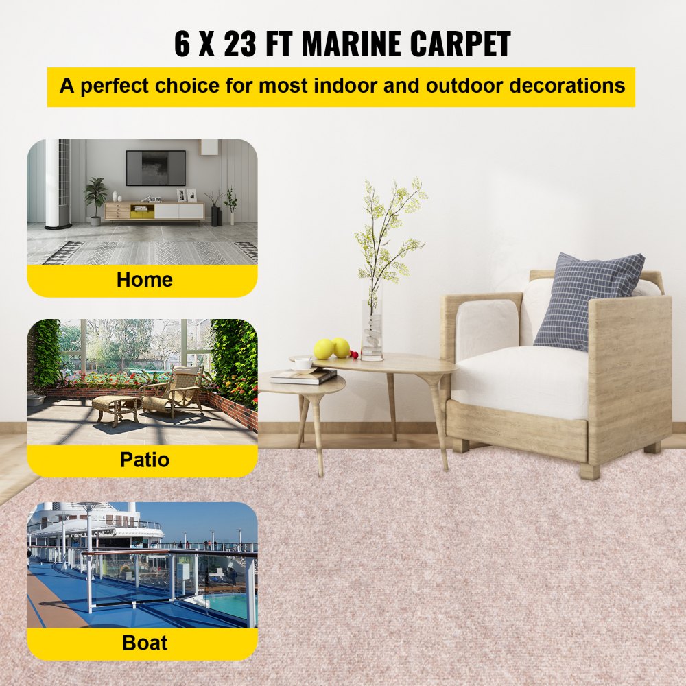 VV-JZXWDT-1.87 - Durable 6ft x 23ft Polyester Boat Carpet for Easy Installation