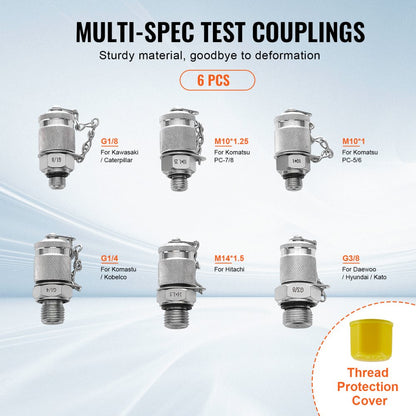 TKS-2 - VEVOR 3-Gauge Hydraulic Pressure Test Kit for Excavators