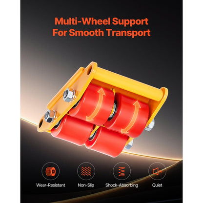 4T - 13228 lbs Metal Machine Skate Dolly with 360° Rotation and PU Wheels