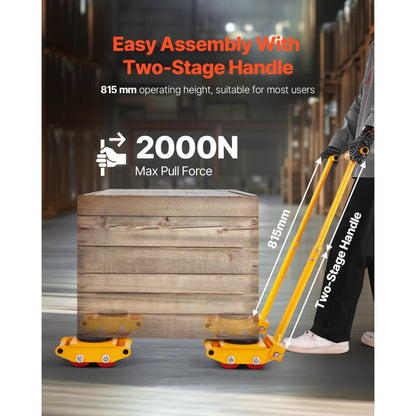 4T - 13228 lbs Metal Machine Skate Dolly with 360° Rotation and PU Wheels