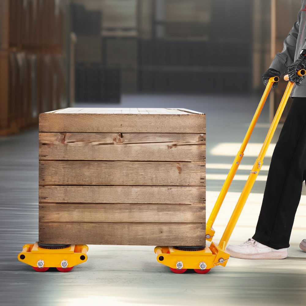 4T - 13228 lbs Metal Machine Skate Dolly with 360° Rotation and PU Wheels