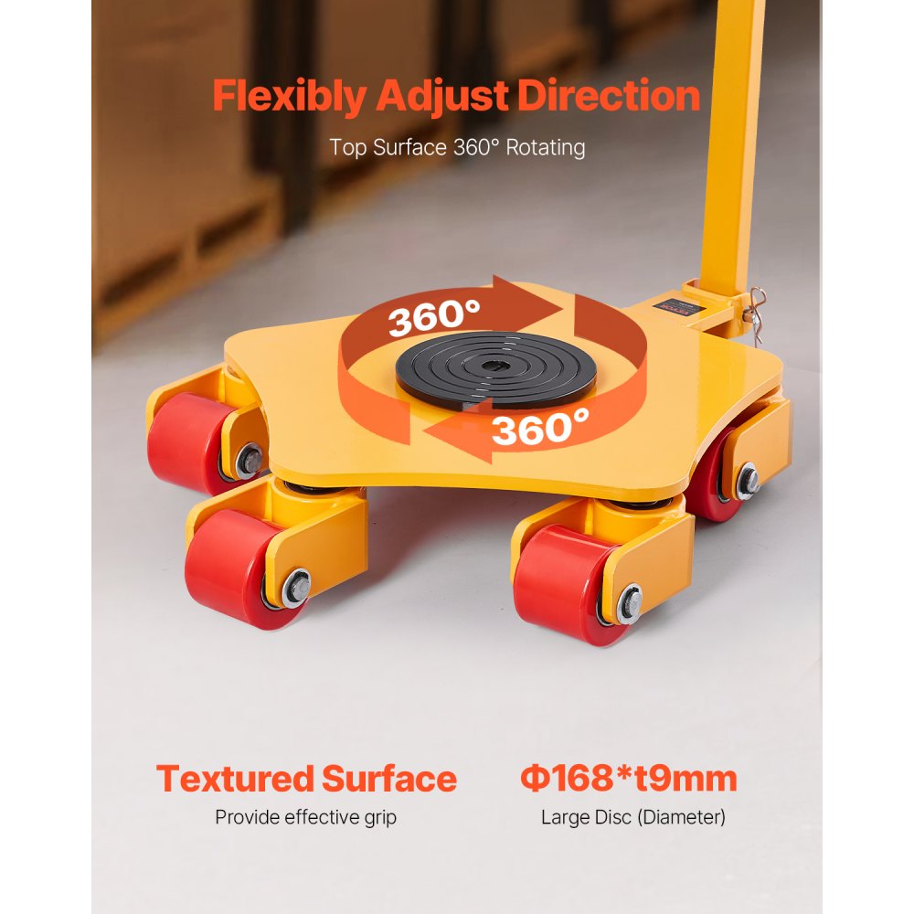 5T - Heavy-Duty Machinery Skate, 8800 lbs Capacity, 360° Rotating Wheels