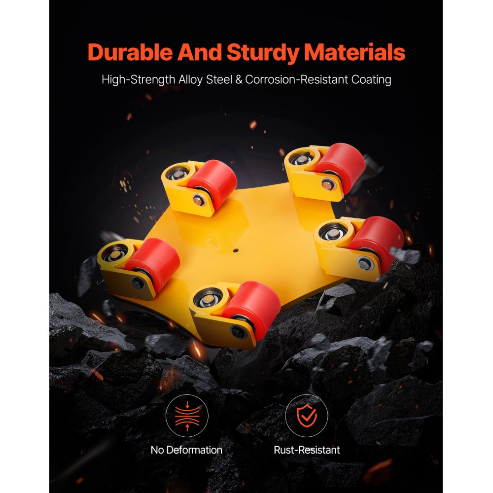 5T - Heavy-Duty Machinery Skate, 8800 lbs Capacity, 360° Rotating Wheels