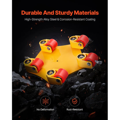 5T - Heavy-Duty Machinery Skate, 8800 lbs Capacity, 360° Rotating Wheels