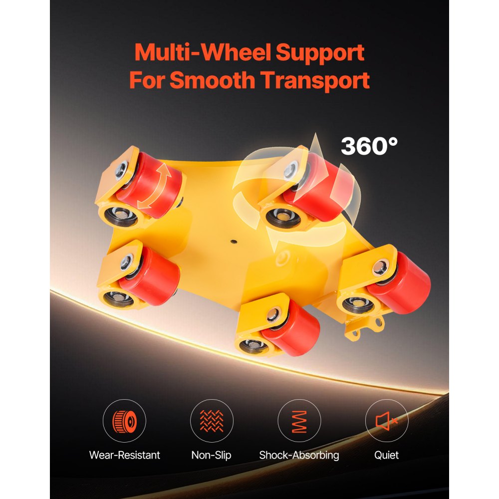 5T - Heavy-Duty Machinery Skate, 8800 lbs Capacity, 360° Rotating Wheels