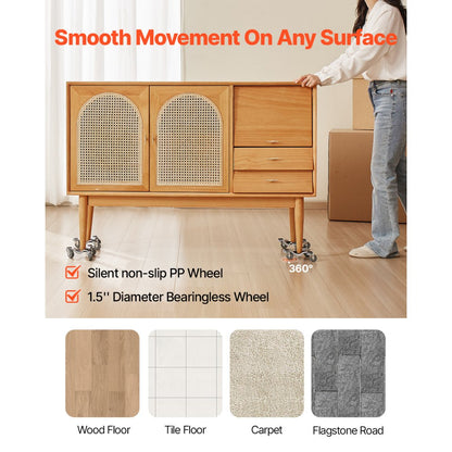 XY-11 - Heavy-Duty 440 lbs Steel Furniture Dolly with Precision Wheels