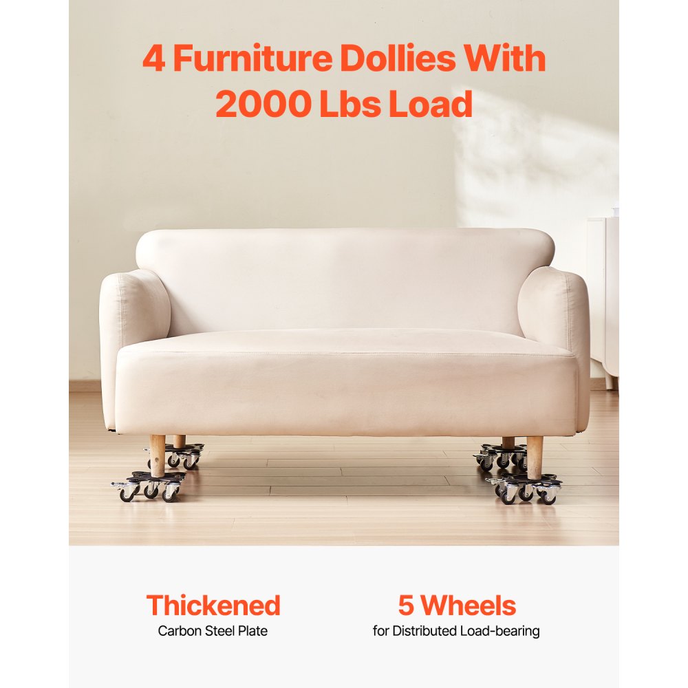 XY-10 - Heavy Duty 5-Wheel Furniture Dolly with 1200 lbs Capacity