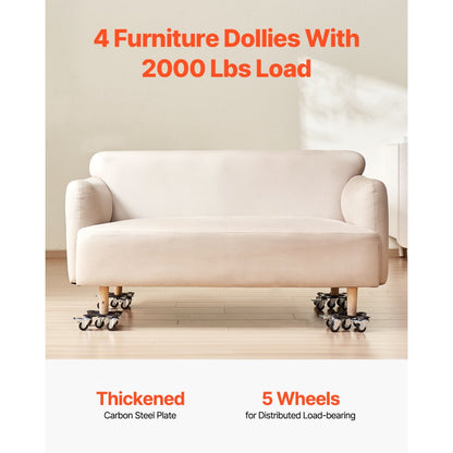 XY-10 - Heavy Duty 5-Wheel Furniture Dolly with 1200 lbs Capacity