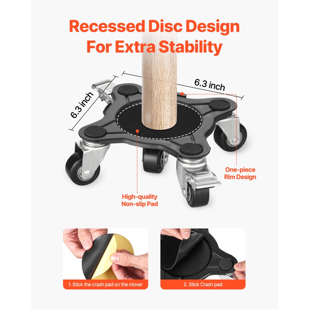 XY-10 - Heavy Duty 5-Wheel Furniture Dolly with 1200 lbs Capacity