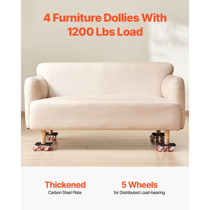 XY-7 - Heavy-Duty 1200 lbs Furniture Dolly with 5 Swivel Wheels